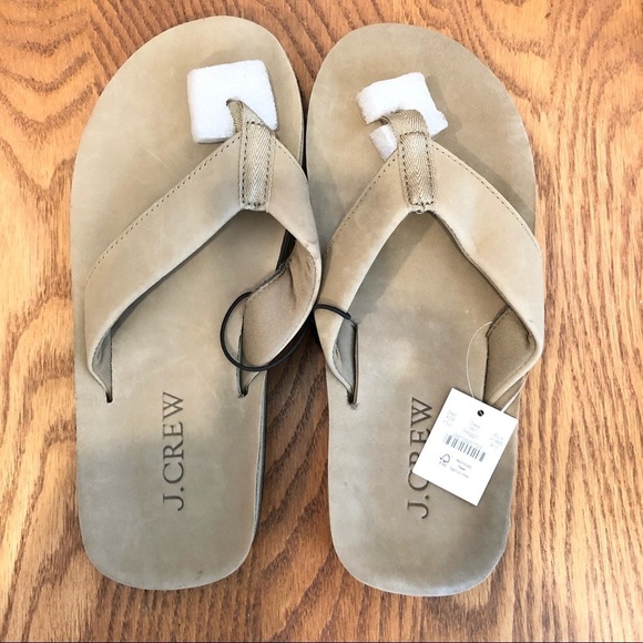 NWT, Light Tan, Leather JCrew Flip Flops, Men’s 8 Women’s 10 main image 4